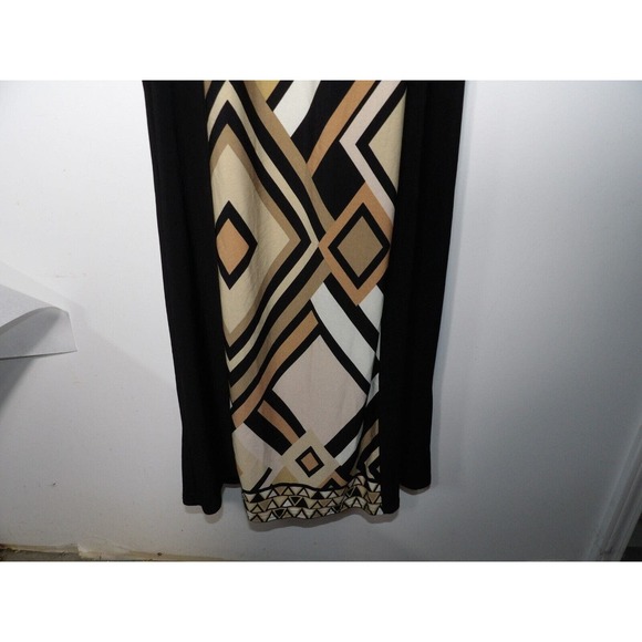 R& M Richards Dress 14W Black Maxi Sleeveless Geometric Beachy Boho Summer Vacay - Picture 12 of 13